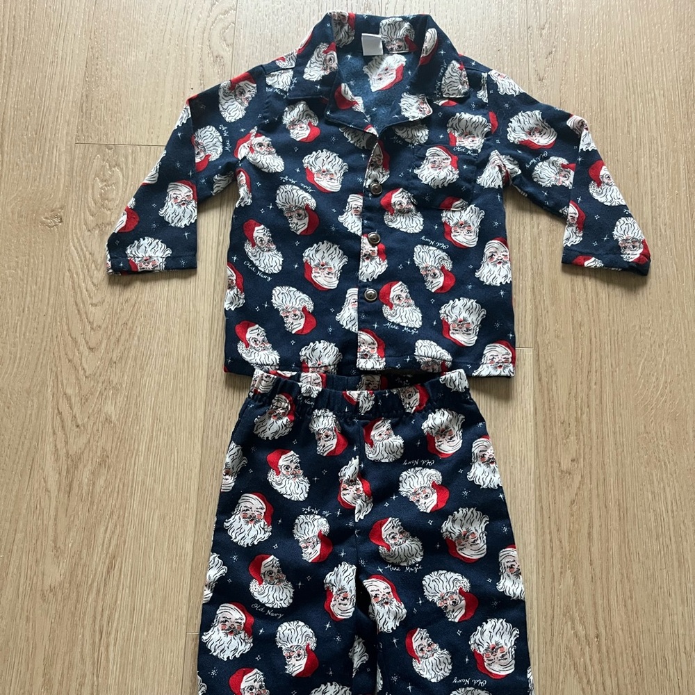Old Navy Baby Santa Print Pajama Set - Navy and Red